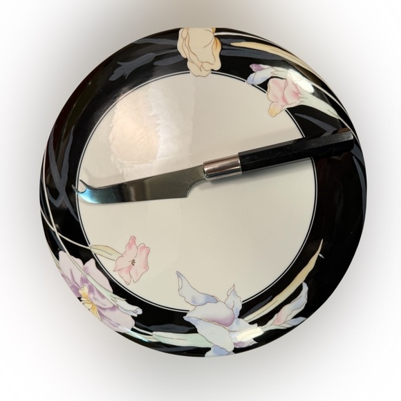 Vintage Mikasa Charisma Black L9050 Cheese Set with Cheese Knife - Picture 4 of 5